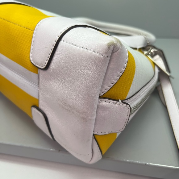 COACH Bleecker Mini Striped PRESTON Coated Canvas Satchel - Picture 7 of 11